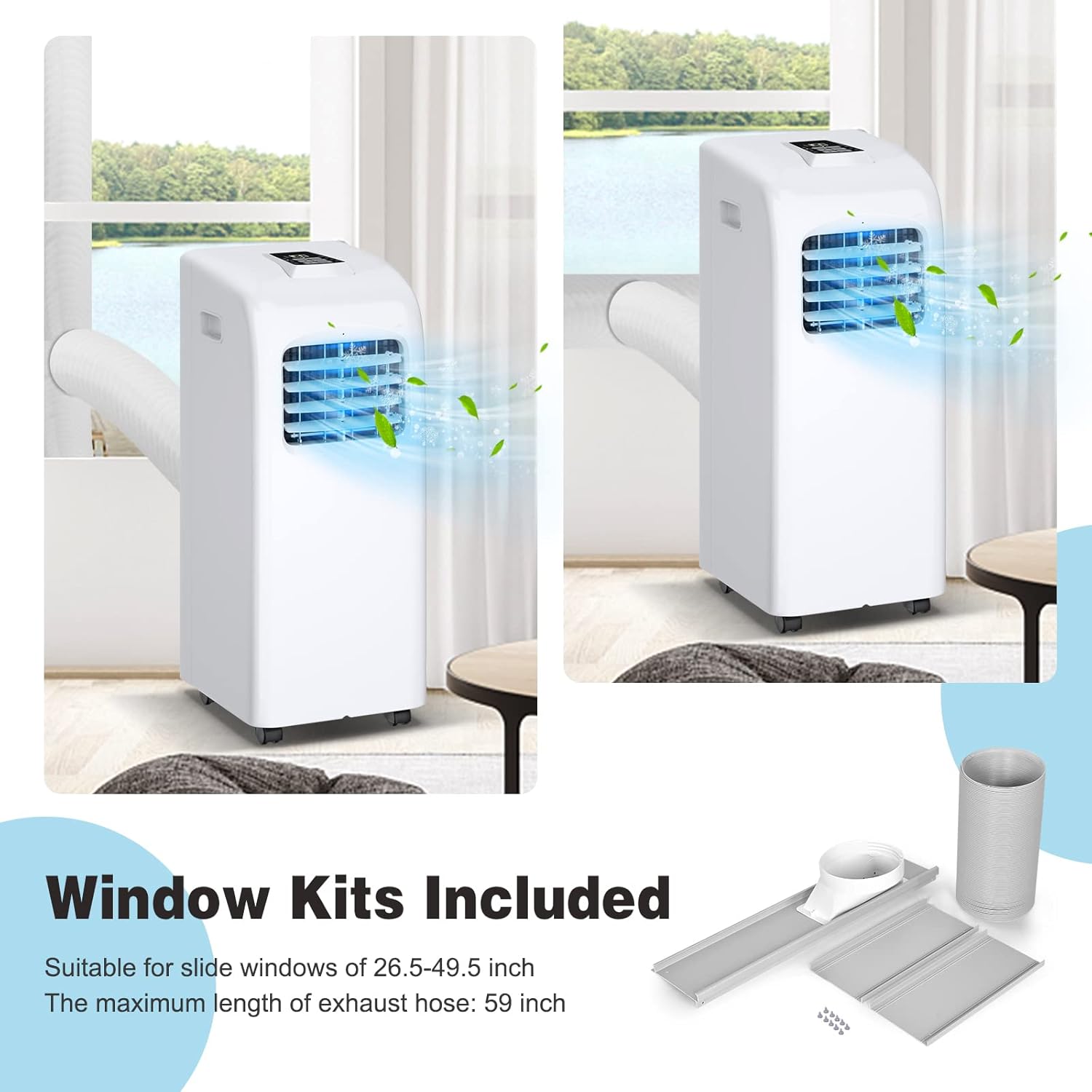 COSTWAY 8000 BTU Portable Air Conditioner with Remote Control Dehumidifier Function Window Wall Mount (8000 BTU)