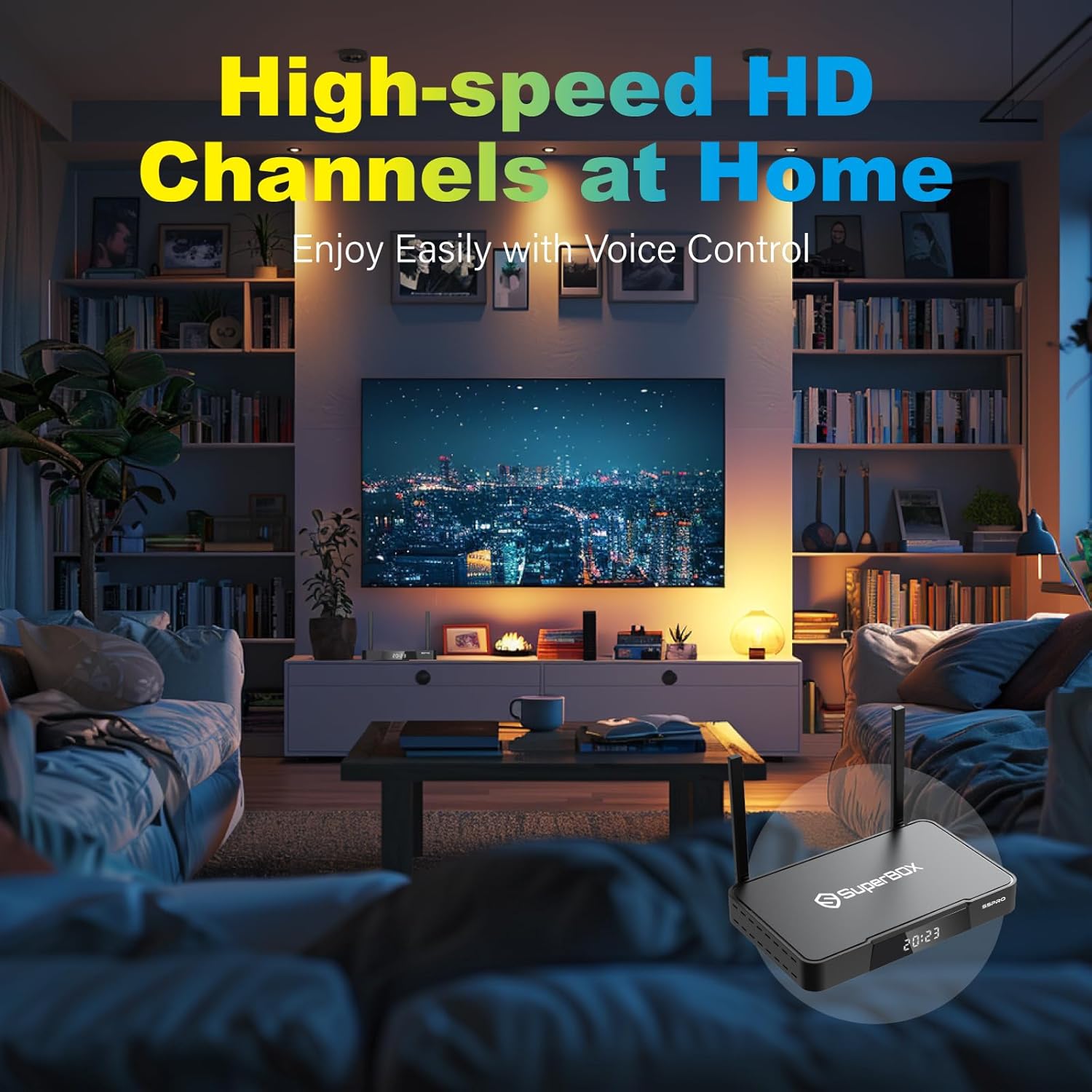 Super Stream S-5-P ro TV Box,4GB RAM+32GB ROM,with Voice Remote,Hub*1,4 in 1 Data Cable*1,Dual Band WiFi,2T2R,Quad-Core,6K HDMI,2T2R,2024 Newest Super Stable Box for TV,Perfect for Family