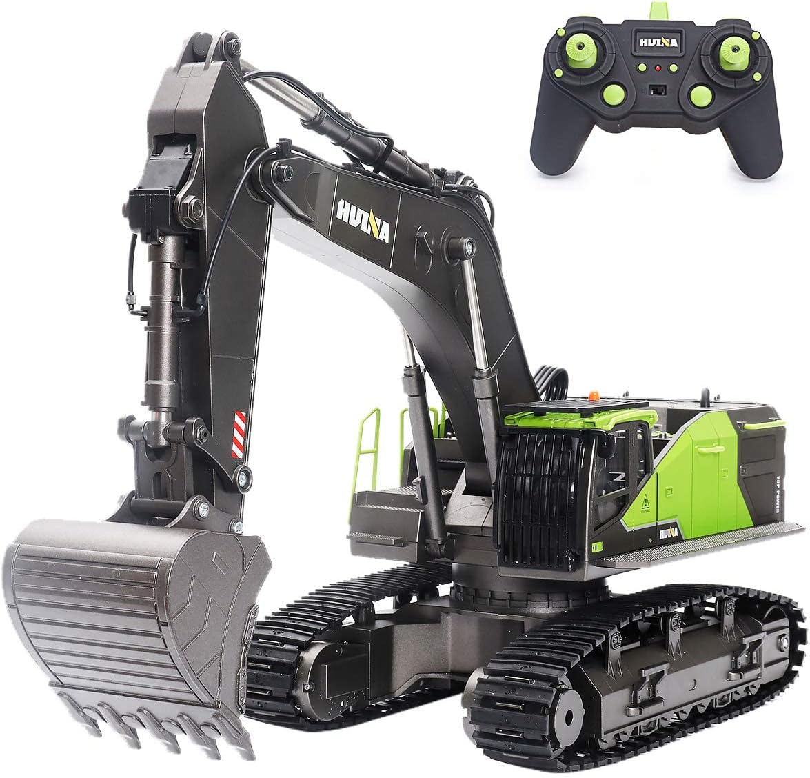 Huina 1593 rc Excavator for Kids Fully Functional Remote Control Excavator for Adults RC Construction Vehicle Toy with LED Light Sounds 2 Batteries… (HUINA 1593)