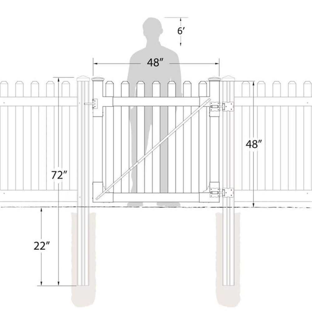 WamBam Fence 4 ft. x 4 ft. Premium Vinyl Classic Picket Fence Gate with Powder Coated Stainless Steel Hardware - Shop Hardware Tools Online Store
