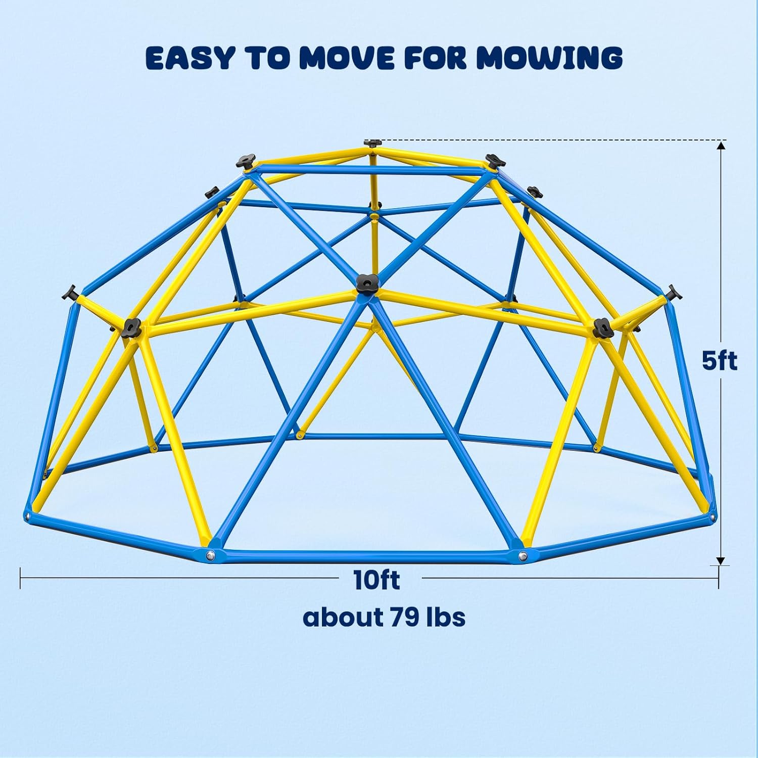 Hapfan 10ft Climbing Dome with Canopy, Jungle Gym for Kids Backyard with Heavy Duty Monkey Bars Made of Anti-Rust Steel