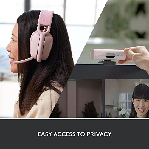 Logitech Brio 500 Full HD Webcam with Auto Light Correction,Show Mode, Dual Noise Reduction Mics, Webcam Privacy Cover, Works with Microsoft Teams, Google Meet, Zoom, USB-C Cable - Rose