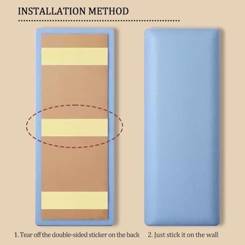 Anti Collision 3D Headboard Padding, Waterproof Upholstered Wall Stickers, Wall Protection Panels for Home Bedroom Playroom Decor(Blue,150x60cm)