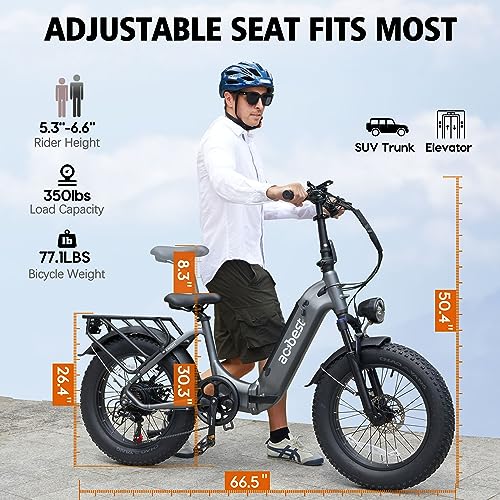 Electric Bike for Adults, 20" X4 Fat Tire Ebikes with Peak 1000W Brushless Motor, 48V 15AH Removable Battery, Step-Thru E Bicycle Bike up to 28MPH, 7-Speed, Knight