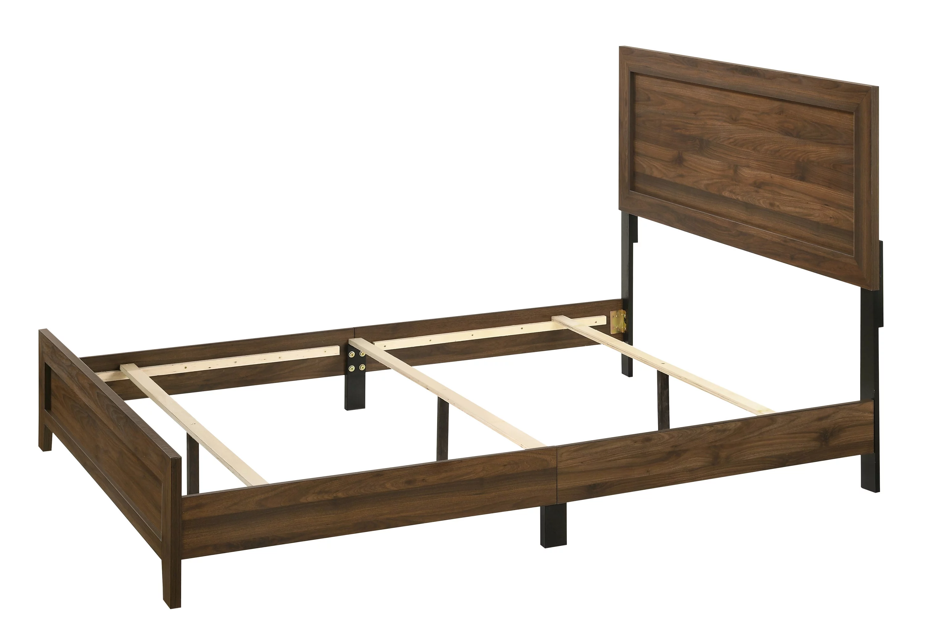 Contemporary 6Pc King Size Panel Bed Dresser Mirror Nightstand Chest Set Wooden Home Bedroom Furniture Cherry Finish