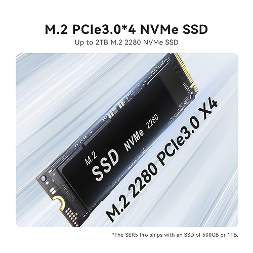 Beelink SER5 Mini PC, AMD Ryzen 5 5560U 6 Core(Up to 4.0GHz), 16GB DDR4 RAM 500GB NVMe M.2 SSD, RX Vega7, Mini Desktop Computer for Home/Office/Gaming