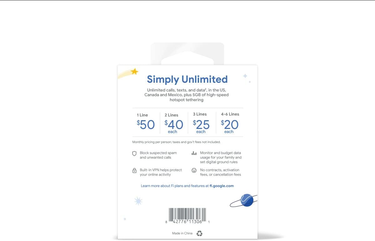 Google Fi Simply Unlimited SIM Card Kit