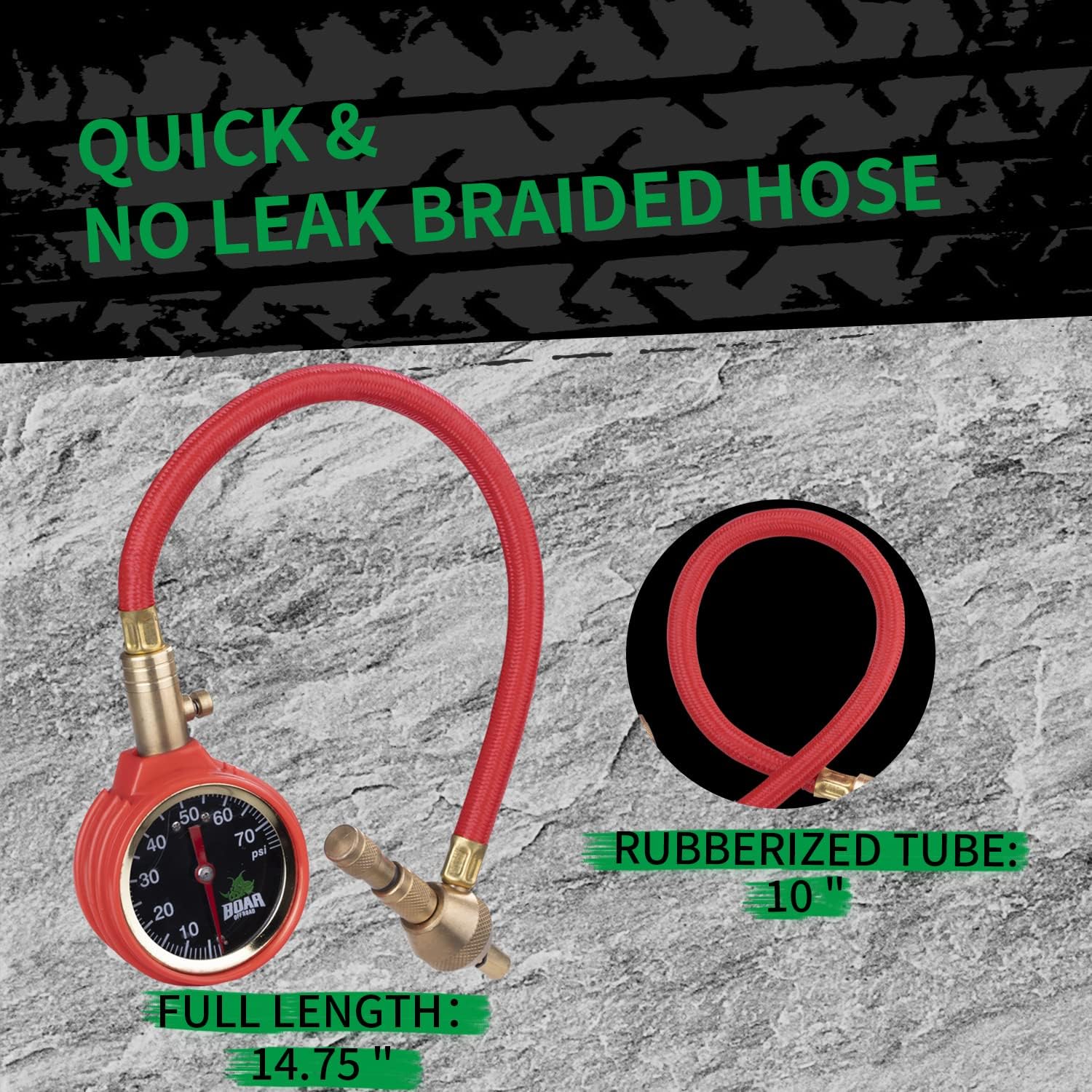 OFF ROAD BOAR Tire Deflators Air Down,Analog Tire Pressure Gaug,0-75PSI Easy to Read Dial with Accurate Rapid Release Button and Tire Repair Tools for Car,Motorcycle,Truck,RV, ATV,UTV,Vehicle Tires