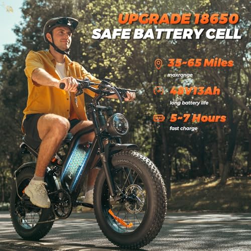 Electric Bike for Adults - K6 20 x 4 Inch Fat Tire, 750W/Peak 1500W Motor, 48V15AH Detachable Battery, 4 Riding Modes Electric Dirt Bike, 7 Speed Electric Motorcycle,20MPH UL 2849 Certified