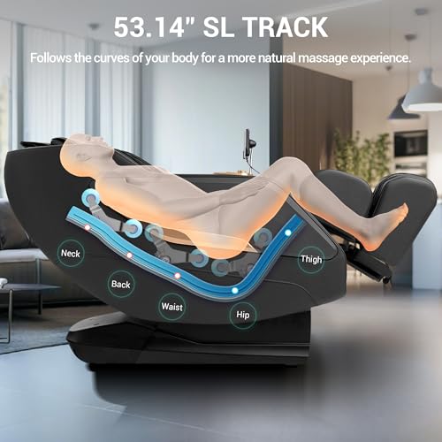 MYNTA 2025 Massage Chair Full Body, Zero Gravity SL Track Full Body Massage Recliner Chairs with Calf Heating, Thai Strectch, M1820 Brown