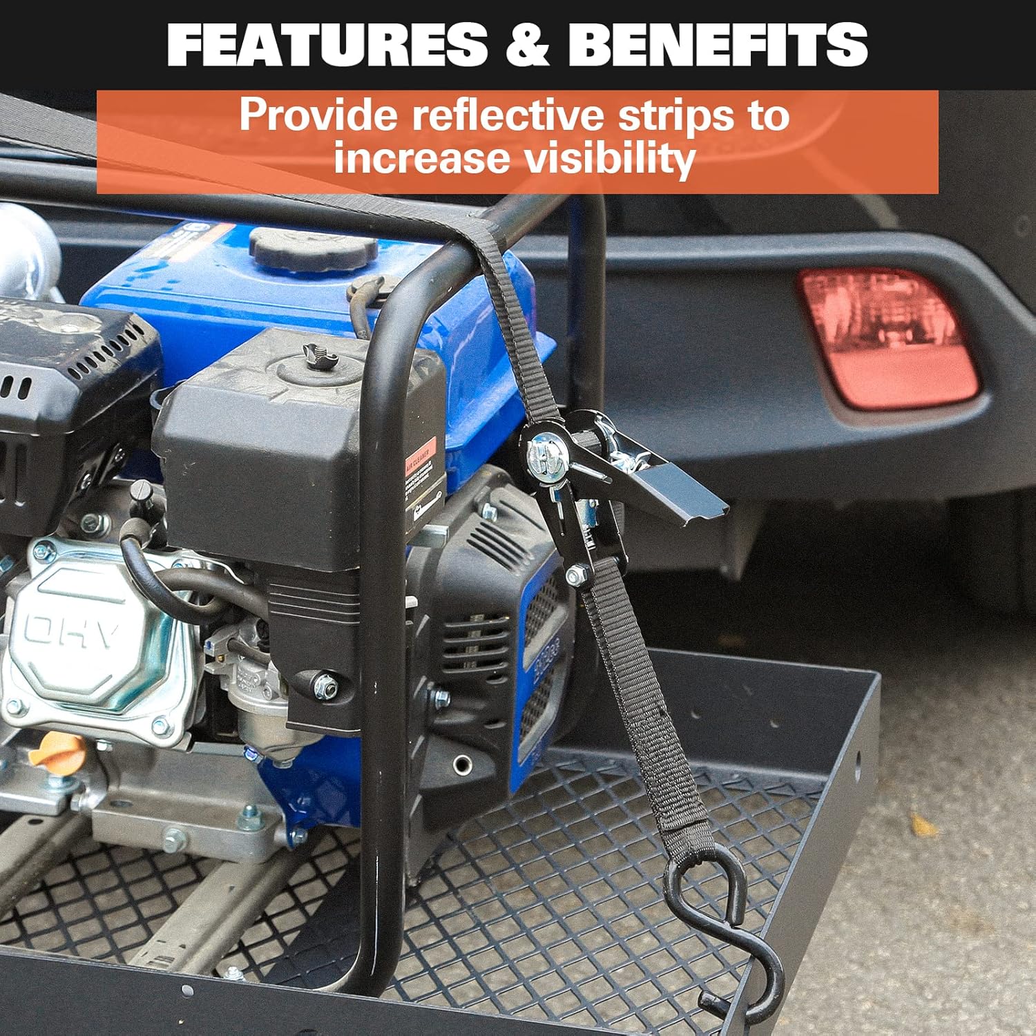 Weize Hitch Cargo Carrier, 60 x 19.5 x 2.95 Inch, 750 lbs Capacity, 2-Inch Folding Shank, with Ratchet Strapes, Black Steels