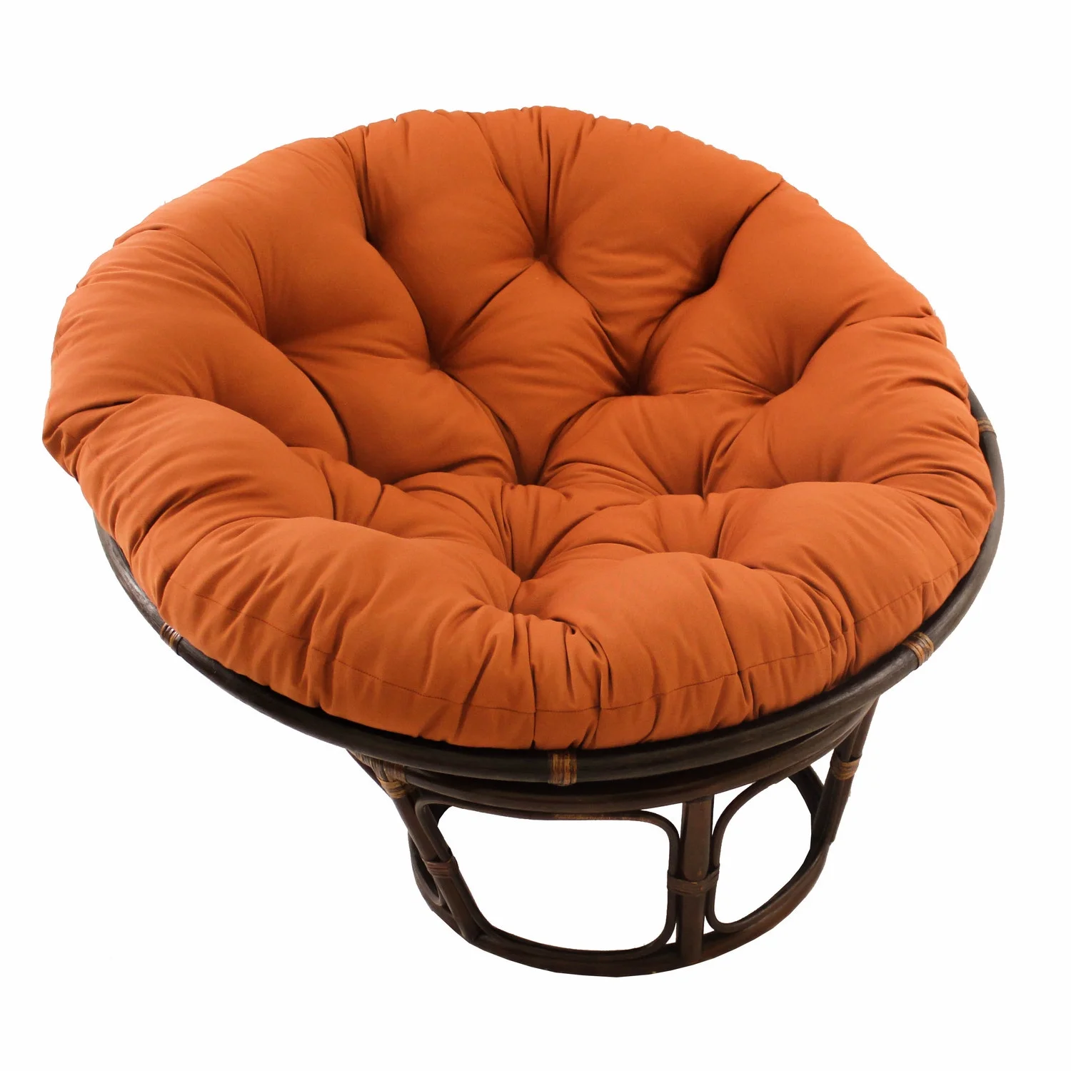 International Caravan 42-Inch Rattan Papasan Chair with Solid Twill Cushion