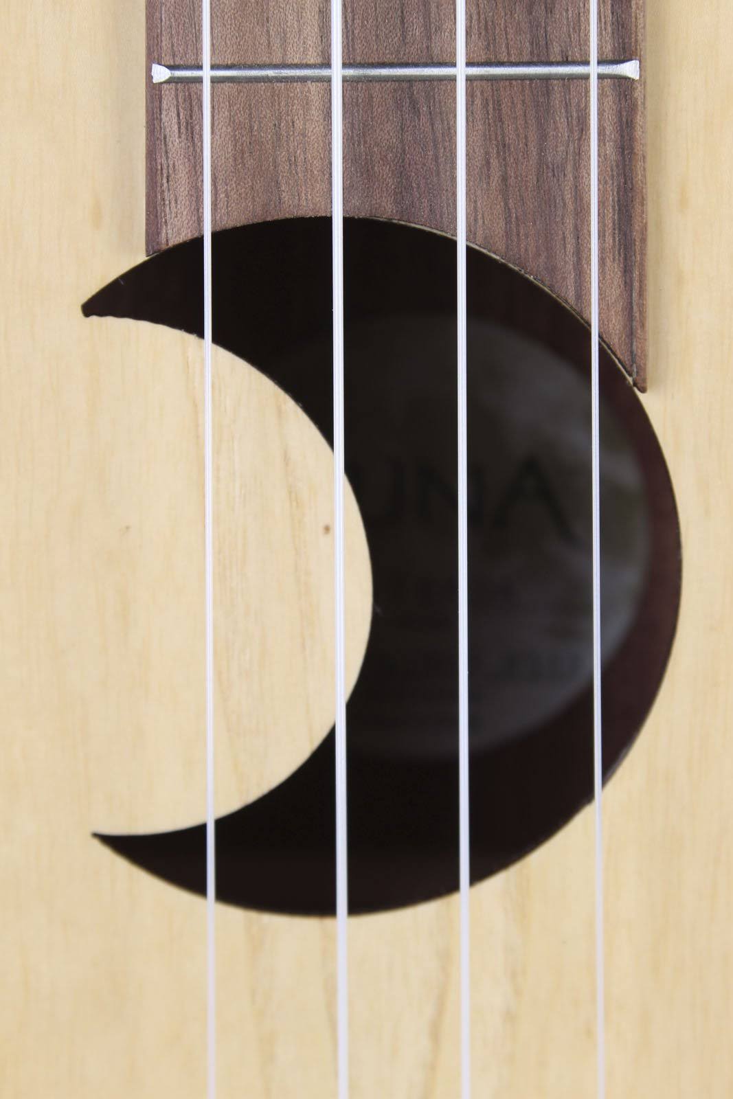 Luna Concert Olive Ash Burl Crescent Ukulele
