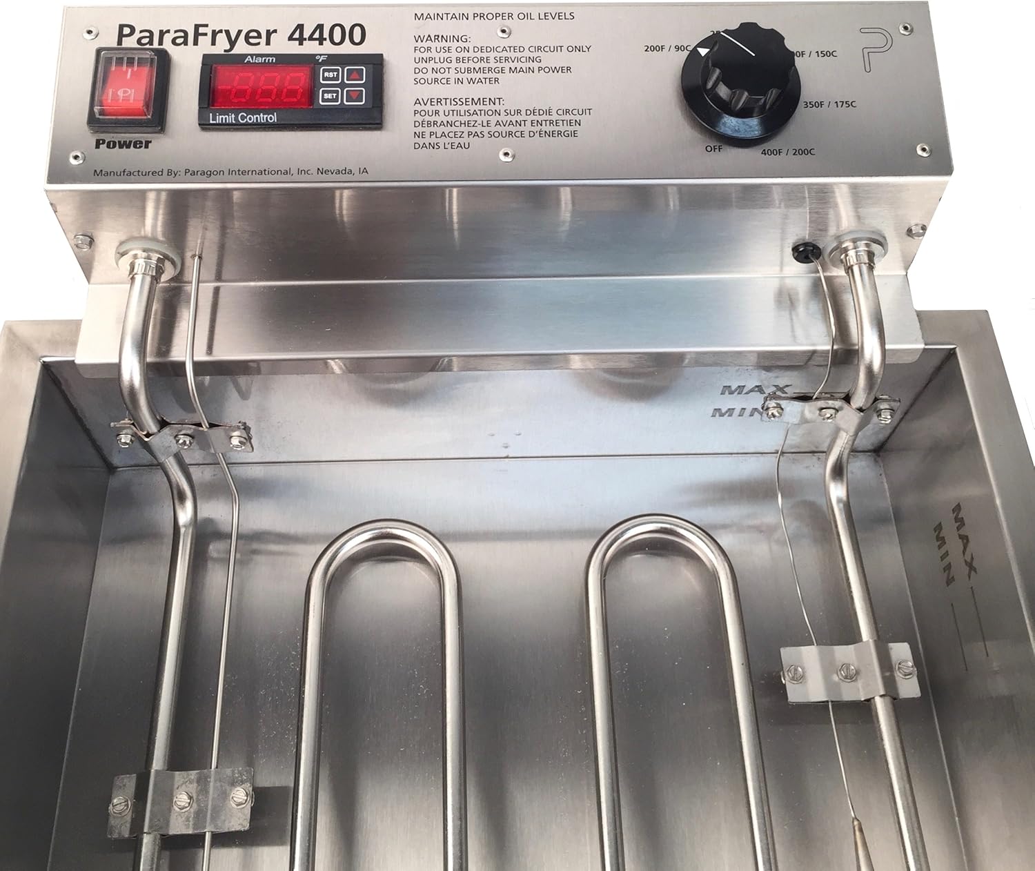 Paragon - Manufactured Fun Funnel Cake Fryer Machine for Professional Concessionaires Requiring Commercial Quality & Construction 25 Pound Oil Capacity 4400 Watts Electric 220 Volt Requires 6-20 Receptacle, Silver, Large