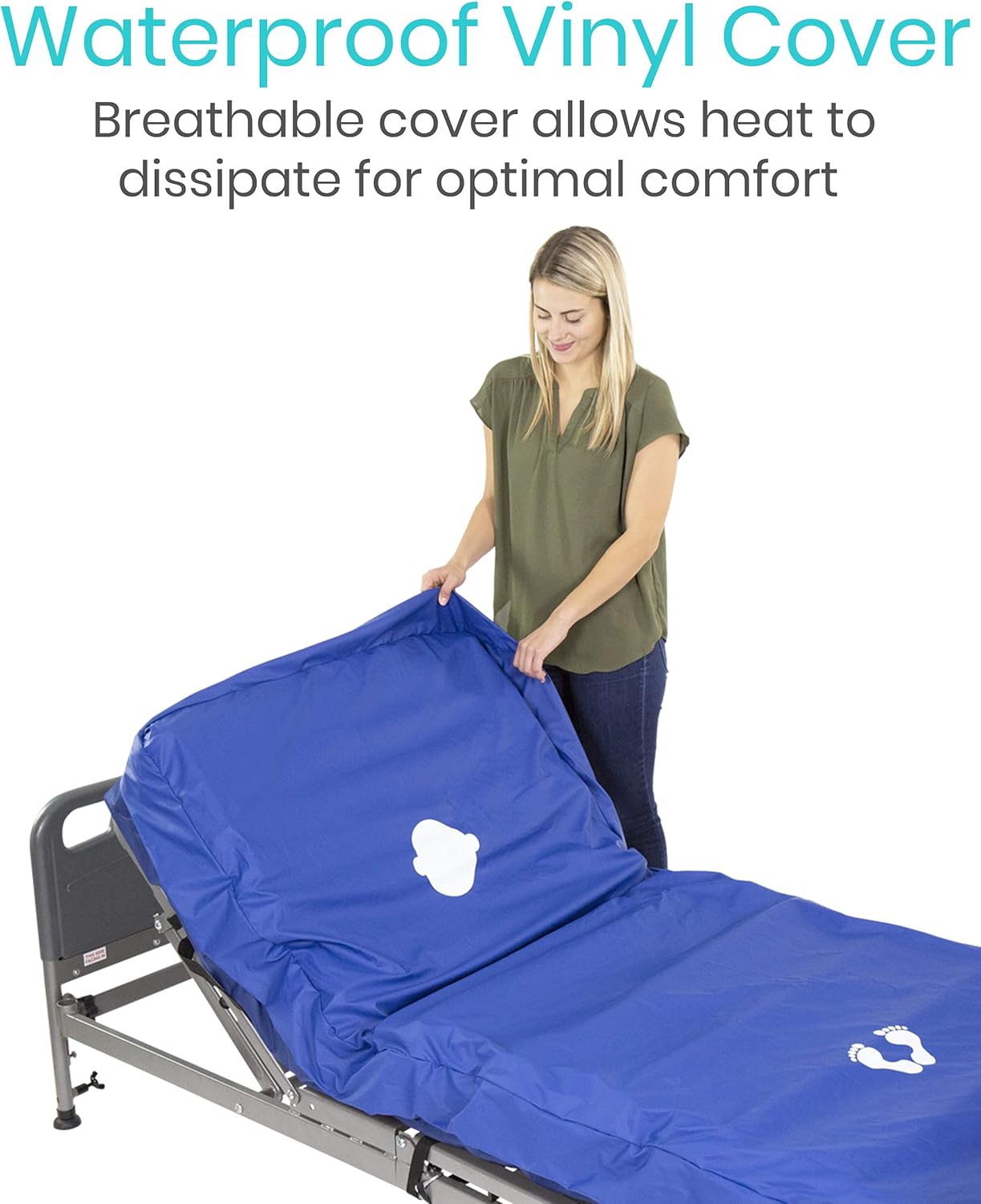 Vive 8" Alternating Pressure Mattress - Low Air Loss Hospital Replacement Mattress - Medical Bed Topper for Pressure Ulcers and Bed Sores - Variable, Inflatable Pressure Pump System