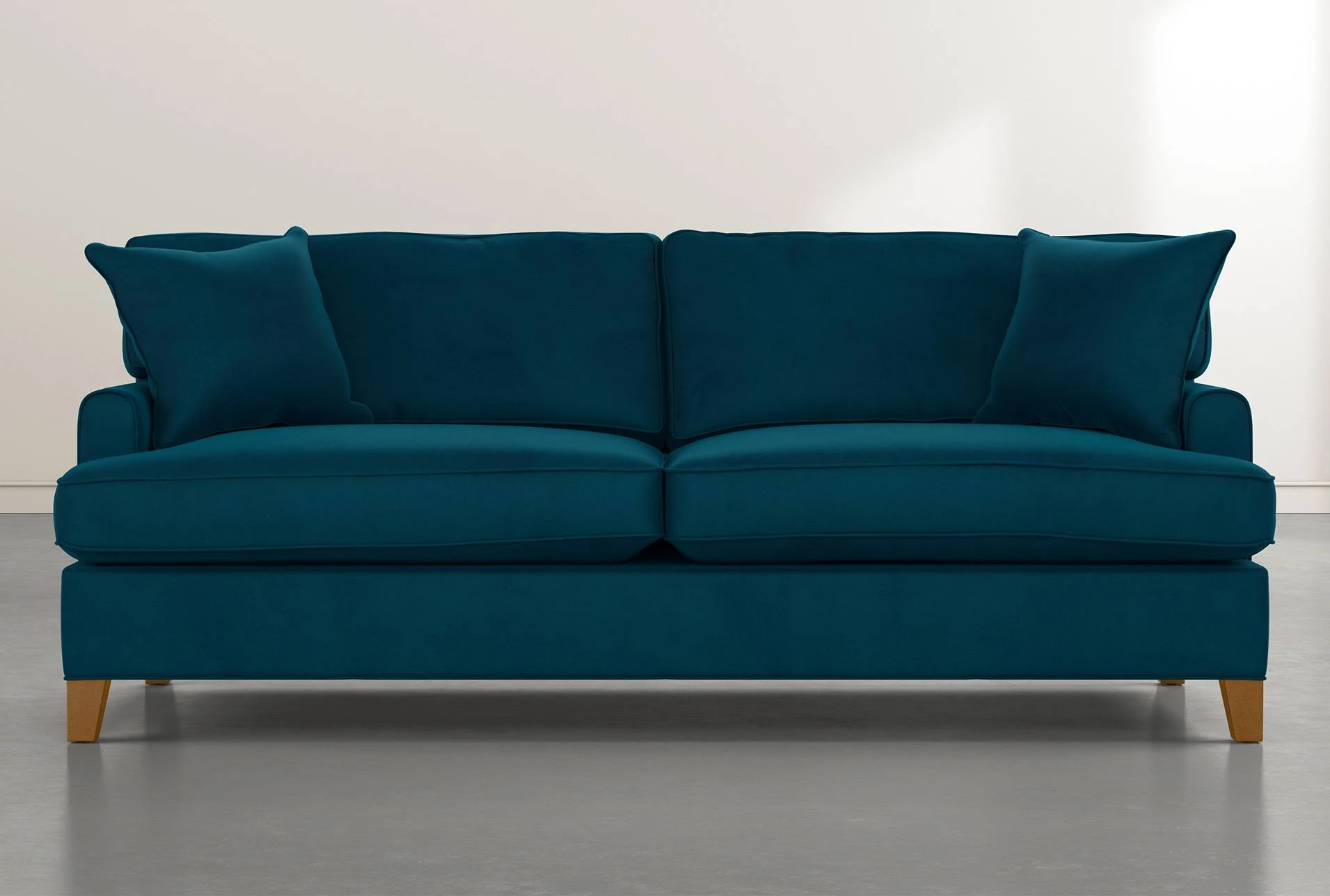 Sofas - Emerson II 88x22 Teal Blue Velvet Sofa - Fabric - 88x22W x 38x22D x 37x22H at Living Spaces