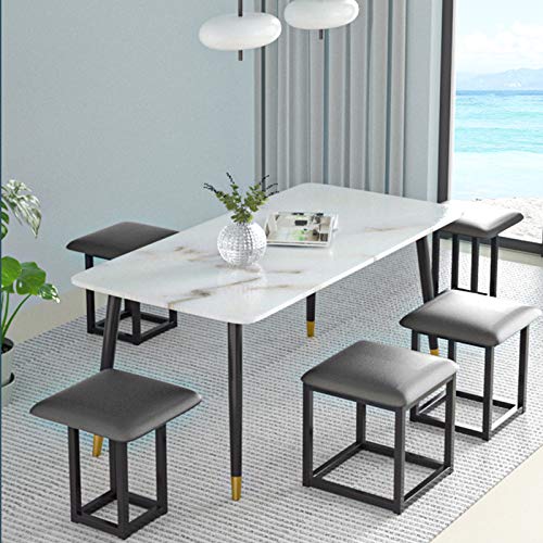 5 in 1 Nesting Ottoman Cube Chair, Stackable Stools, Leather Square Ottoman Bench, Foot Stool with Wheels for Living Room,Dining Room 15.75x15.75x16.54 inches
