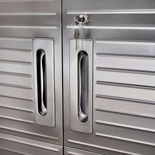 Seville Classics UltraHD Solid Steel Lockable Metal Storage Cabinet Locker Organizer, w/Adjustable Shelves for Garage, Warehouse, Office, Classroom, Granite, 48" W x 24" D x 72" H