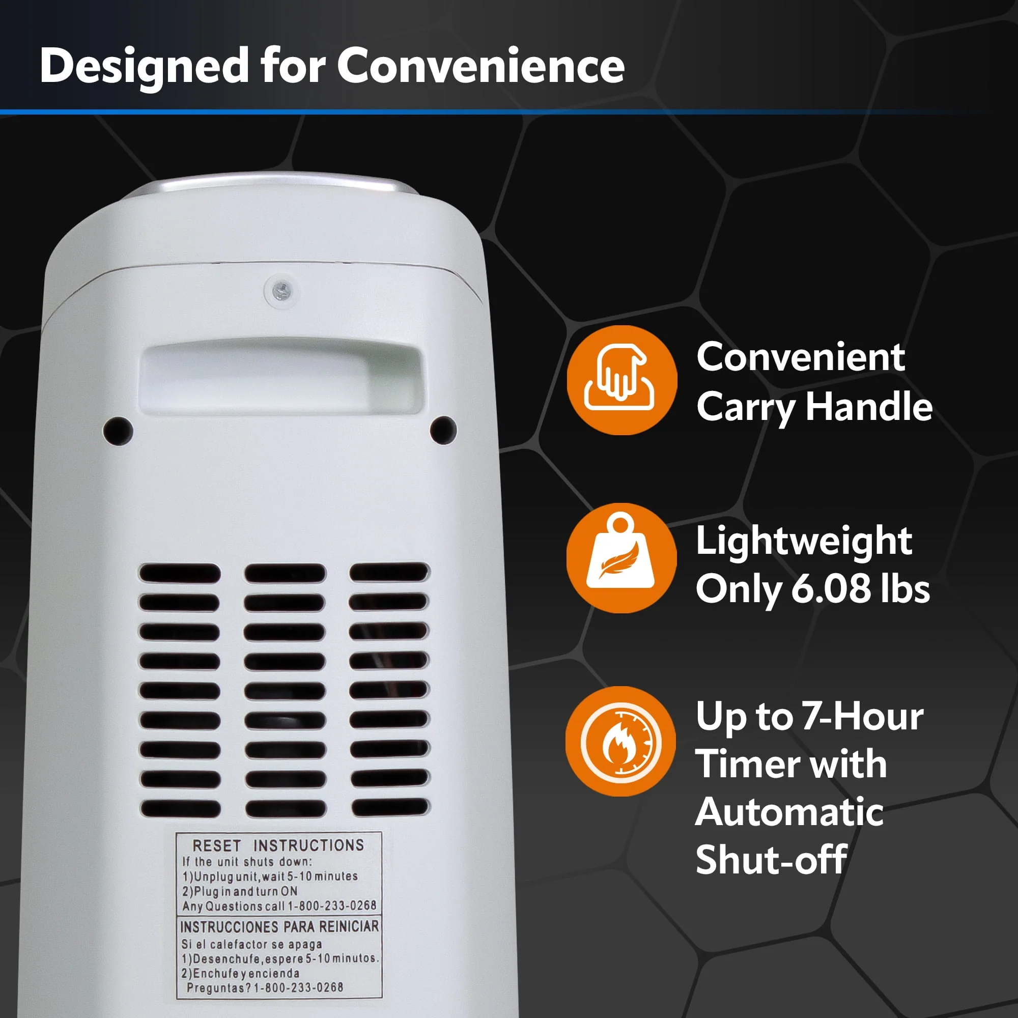 Lasko 22.5 1500W Electric Oscillating Ceramic Tower Space Heater with Remote, Black, 5790, New