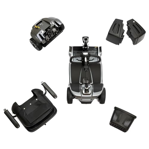 Pride Mobility Revo 2.0 3-Wheel Scooter - Travel Mobility for Seniors, All Terrain Motorized Scooter for Adults, 400 Lbs Weight Capacity, U-1 Batteries, Grey, 20"x18" Foldable Seat - S66