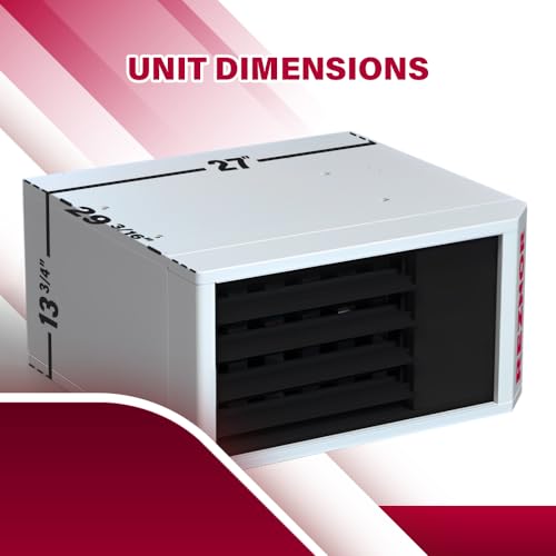 Reznor Model UDX-45 Unit Heater | Natural Gas or Liquid Propane 45,000 BTU | Heat Exchanger, Forced Air/Fan, Direct Spark Ignition, Low Noise | for Residential Garages, Workshops, and Warehouses