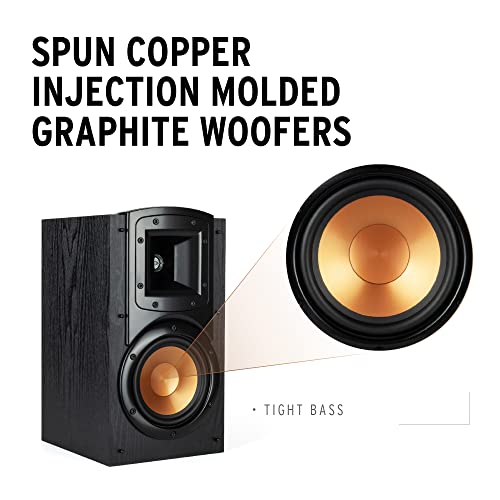 Klipsch B-200-BLACK Synergy Black Label Bookshelf Speakers with a C-200-BLACK Center Channel Speaker and a SUB-120-BLACK Subwoofer Speaker (2020)