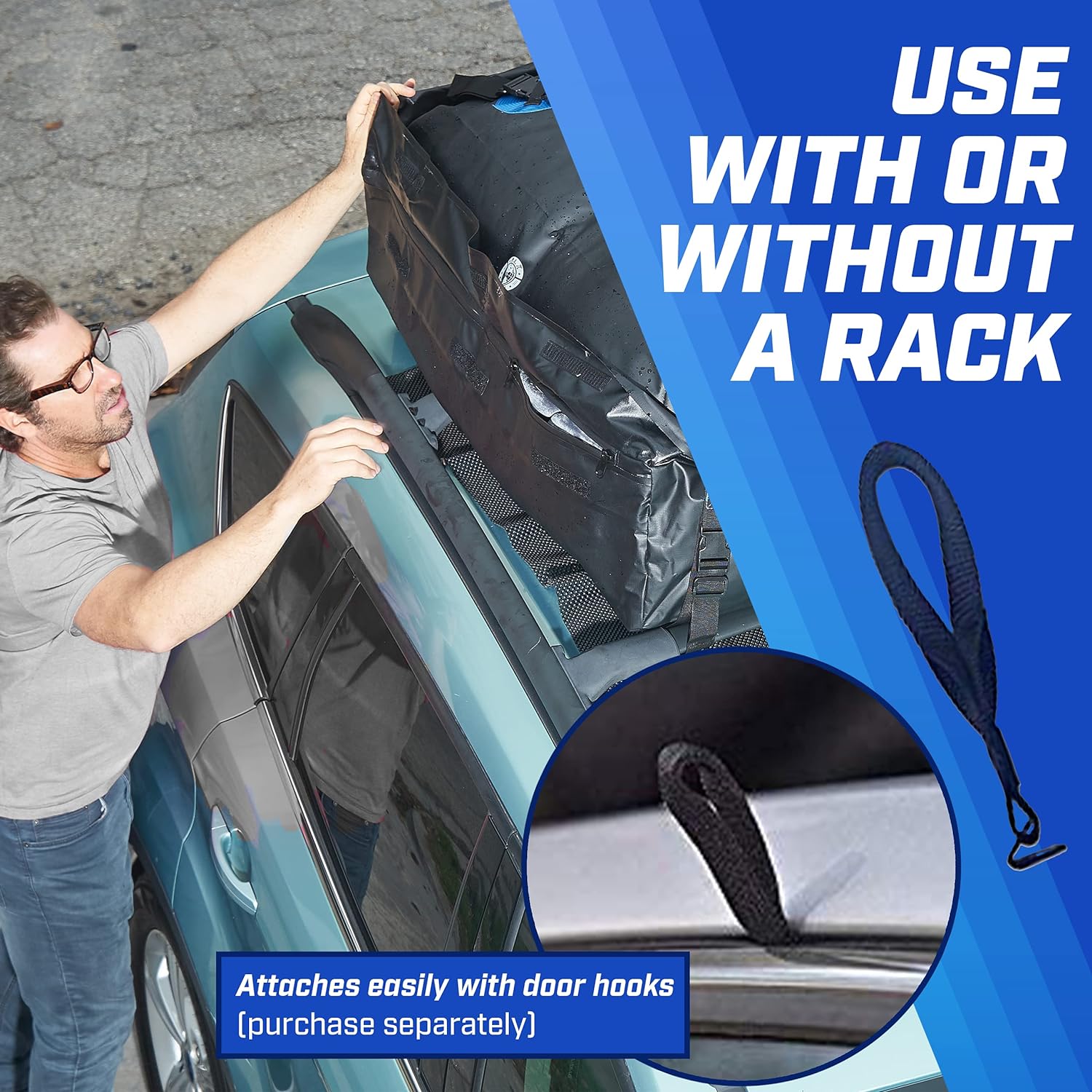 Rooftop Cargo Carrier, PI Store Waterproof Car Roof Bag with Protective Mat, Extra 16 Cubic Foot Storage Carriers for All Cars with / Without Roof Racks