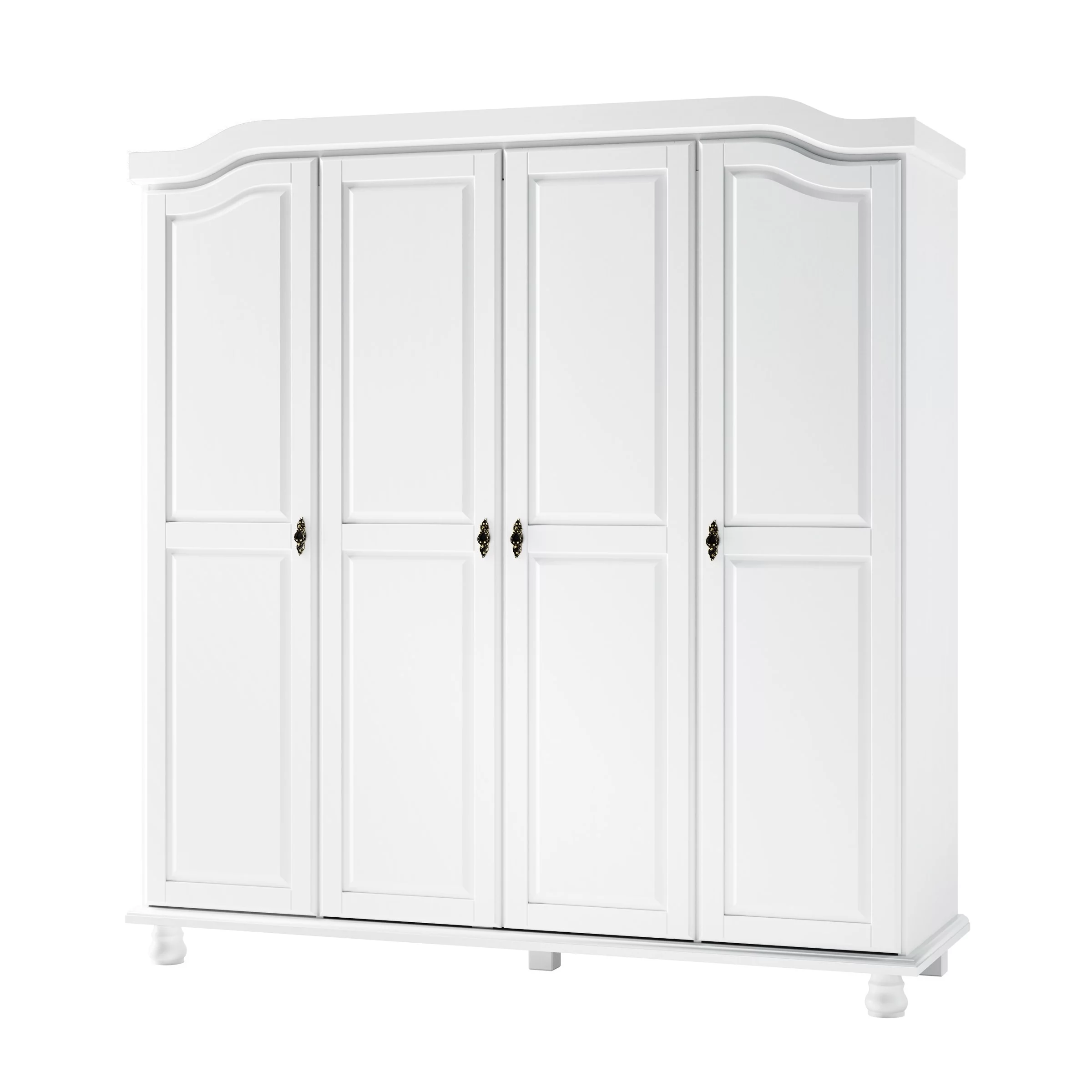 Palace Imports, Inc. Palace Imports 100% Solid Wood Kyle 4-Door Wardrobe Armoire with Solid Wood or Mirrored Doors White