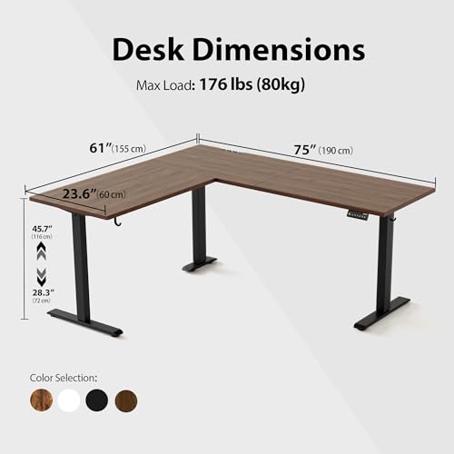 Agilestic L Shaped Electric Standing Desk with 2 Drawers, 63 Inch Ergonomic Adjustable Height Desk with Storage, Corner Desk Sit Stand up Computer Table for Work Office Home, Rustic Brown