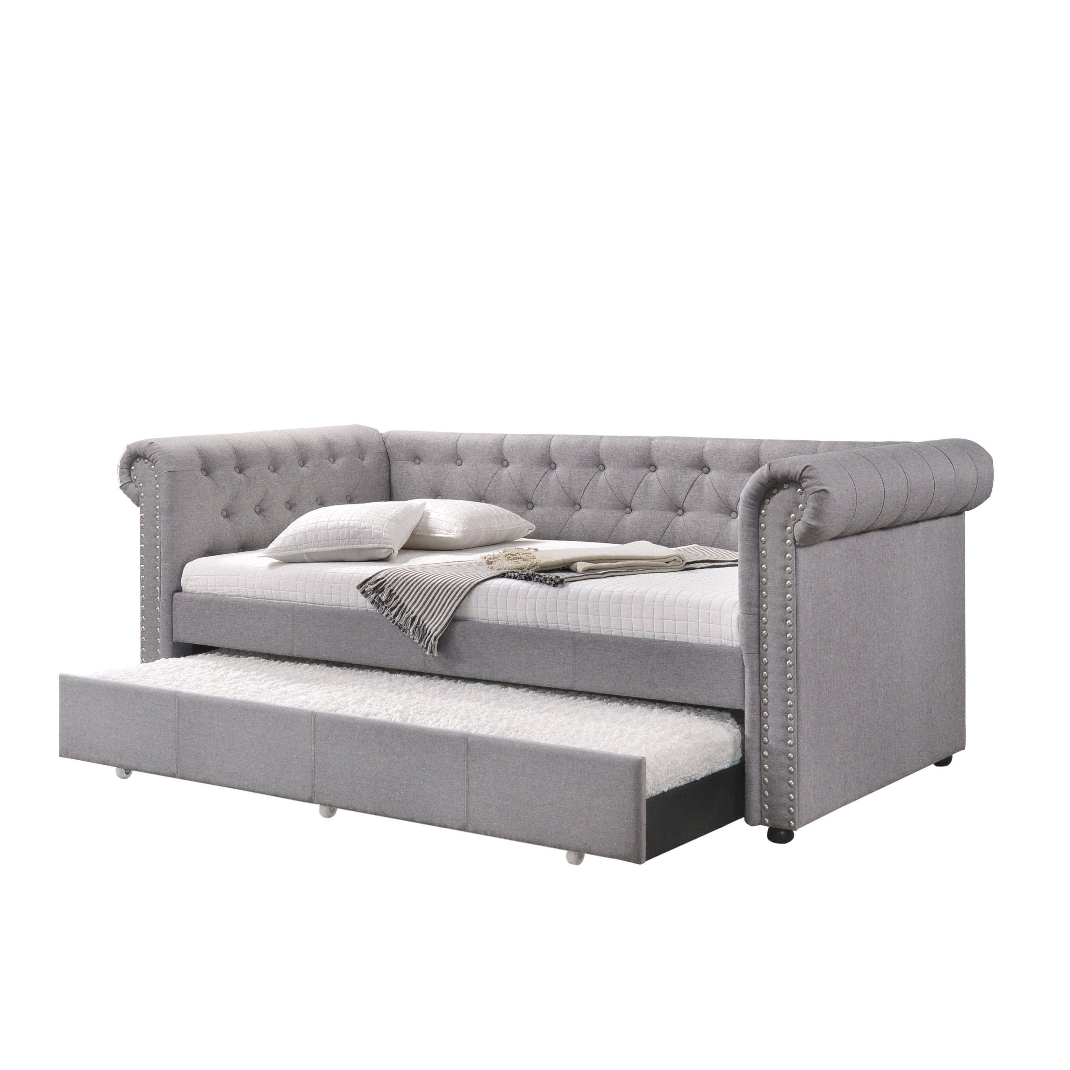 Acme Furniture Justice Smoke Gray Fabric Daybed u0026 Trundle - Twin