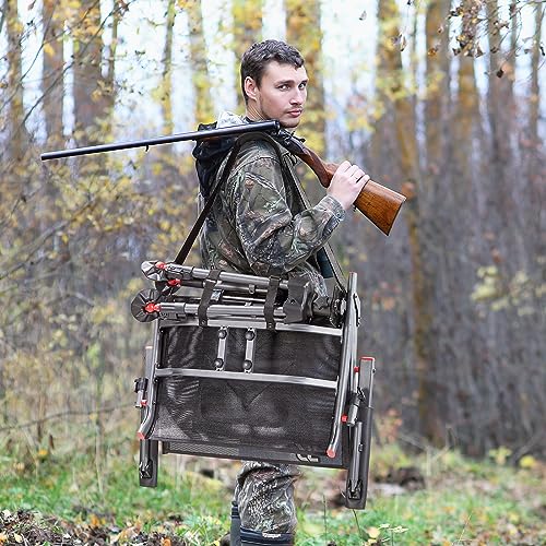 TR 360 Degree Swivel Hunting Chair,400 lbs Capacity Silent Hunting Blind Chair,4 Legs Height Adjustable,Comfortable Padded Seat,Portable Ground Hunting Chair for Deer Dove Hunting