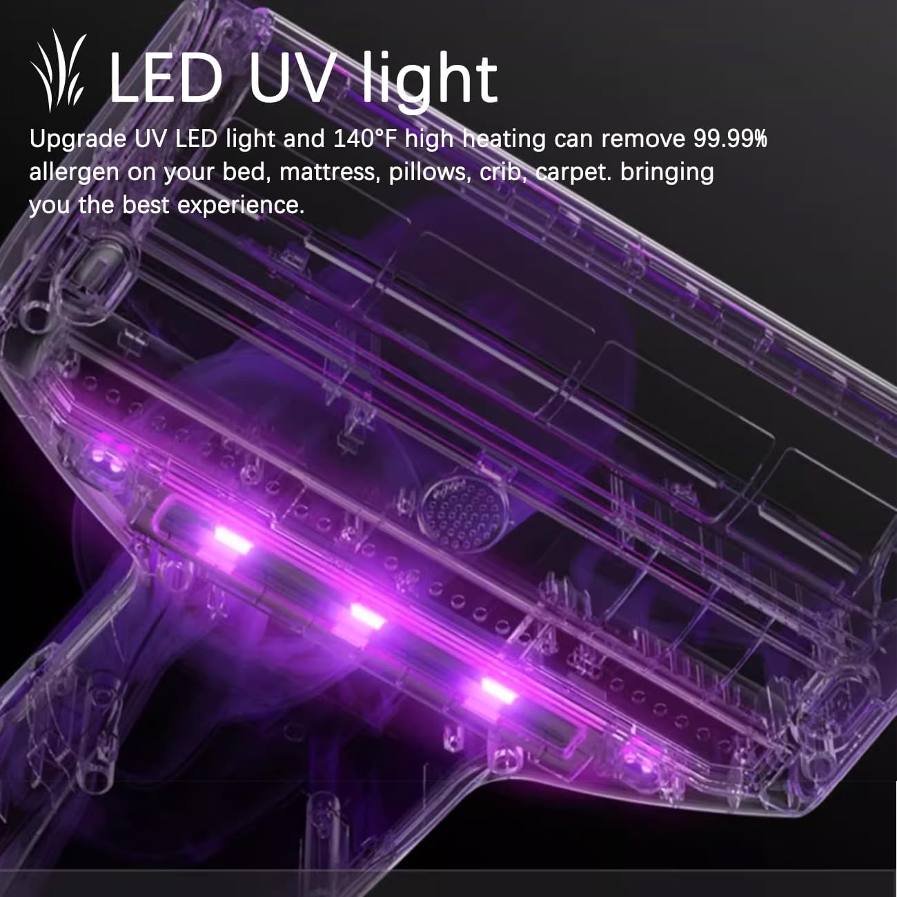 Bed Vacuum Cleaner, Mattress Vacuum Cleaner with UV & High Heating Tech, 12Kpa Strong Suction Handheld Vacuums of Bed Mattress Sofas, Pet Hair and Carpets