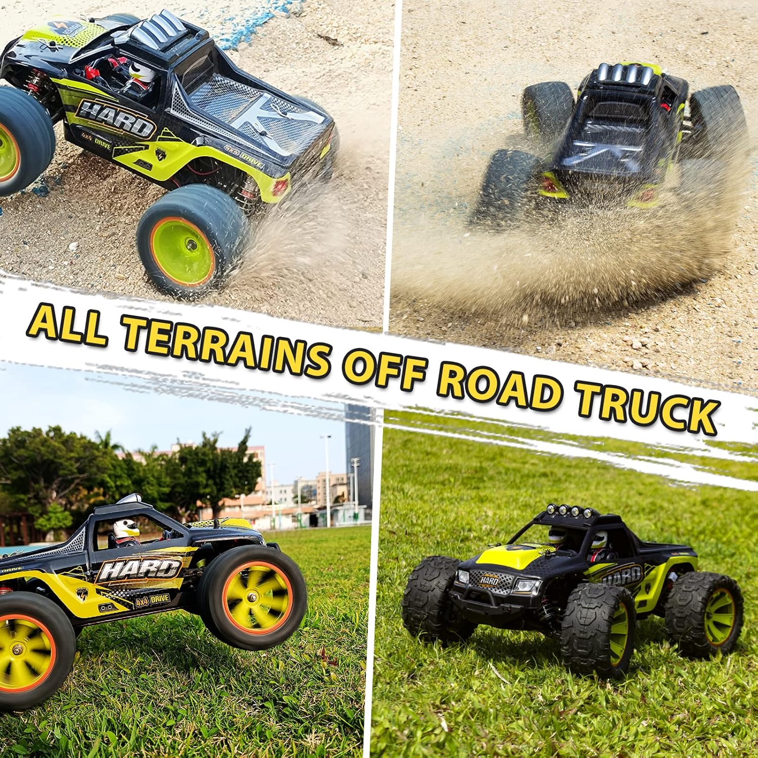 1:14 Scale Fast Remote Control Car for Adults-4WD RC Car Adjustable High Speed 50+km/h-All Terrain RC Monster Truck with 550 Motor & 3 x High Capacity Batteries for 60 mins Play