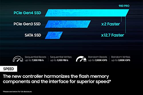 Samsung 980 PRO SSD 2TB PCIe NVMe Gen 4 Gaming M.2 Internal Solid State Drive Memory Card, Maximum Speed, Thermal Control MZ-V8P2T0B/AM