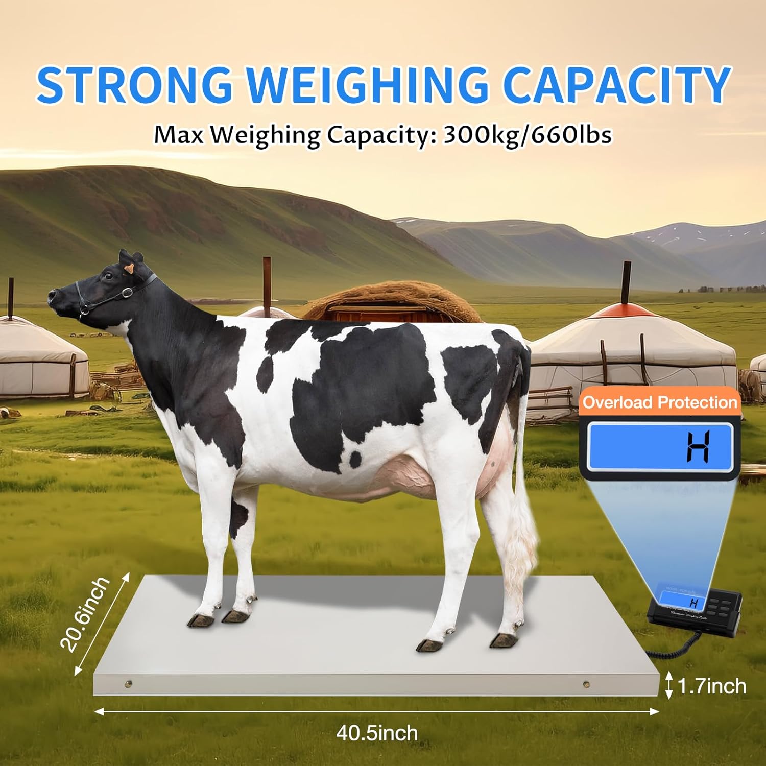 Veterinary Scale-Digital Pet Scale-Max 660lbs Digital Livestock Scale, Heavy Duty Postal Scale Pet Scale Dog Scales with Power Adapter for Vet Animal Pet Cat Dog