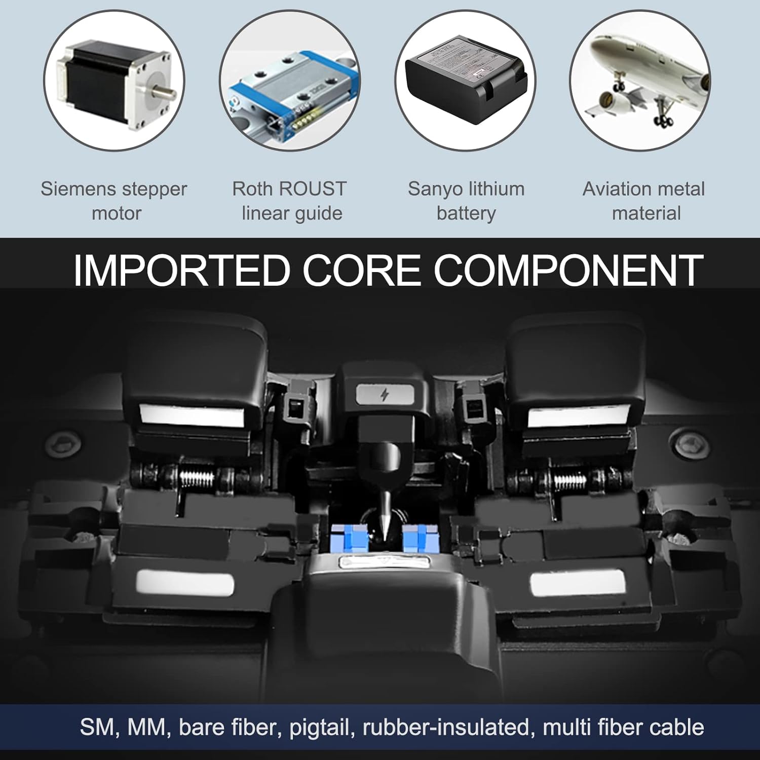 Optical Fiber Cleaver Kit, Optical Fiber Fusion Splicer, Splicing Heating Machine, Automatic Splicing Time Melting Toolbox Kit W/App Control & Red Light Detection, Splicing 5S Heating15S