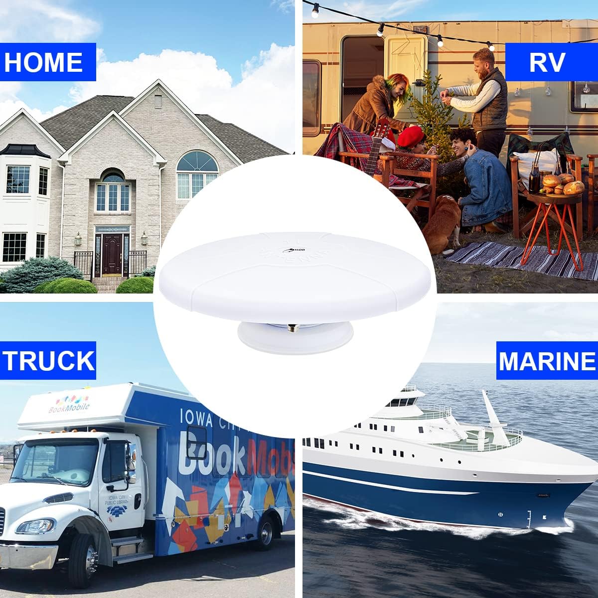 RV TV Antenna Amplified Digital HD TV Antenna with Long Range Reception, Magnetic Base for Easy Installation - for Camper, RV Trailer Truck Caravan Boat