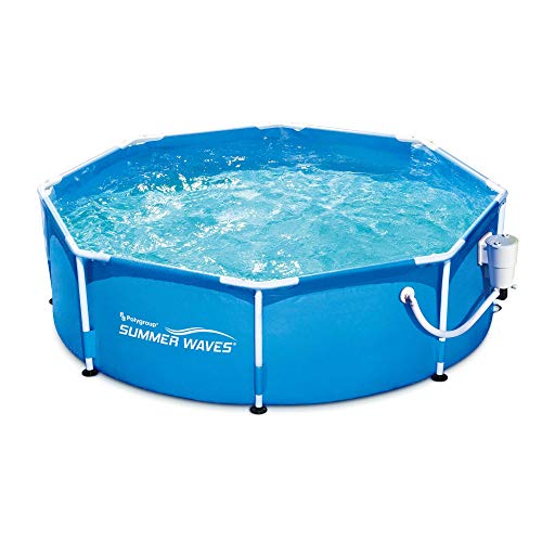 Summer Waves 8ft x 30in Round Frame Above Ground Outdoor Swimming Pool with Pump