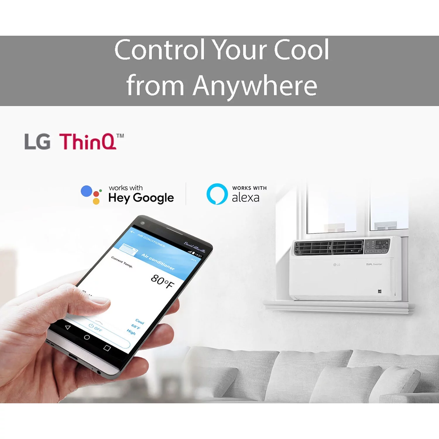 LG 115V 14,000 BTU DUAL Inverter Smart Window Air Conditioner, Cools 800 Sq. ft.