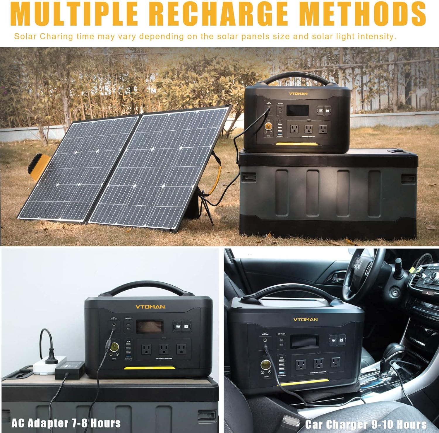 VTOMAN Jump 1500 Portable Power Station with Jump Starter, 1500W/1548Wh LiFePO4 Battery Station with AC 1500W(Peak 3000W)/PD 100W/QC3.0/DC 12V, Battery Powered Generator for Outdoor RV/Van Camping