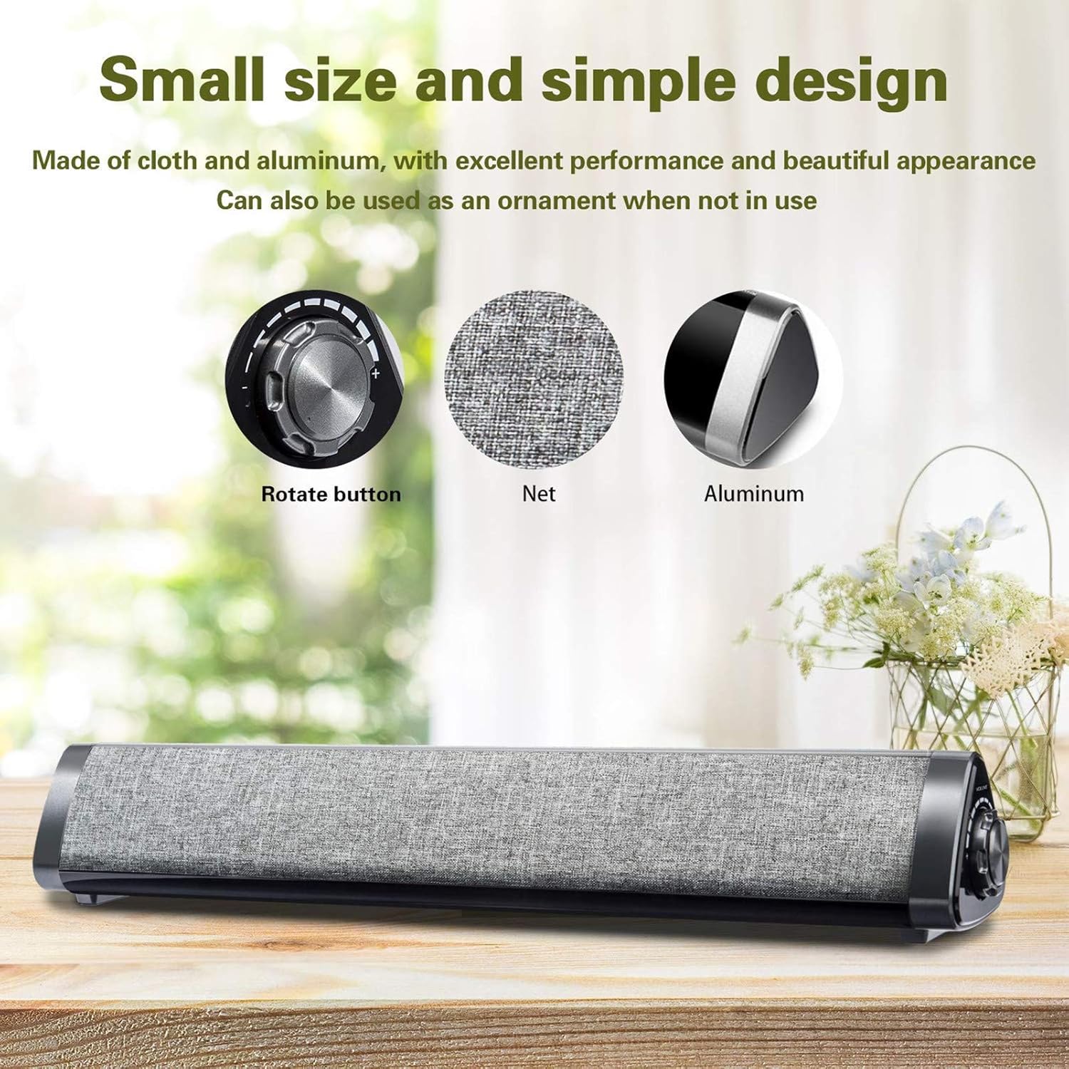 Soundbar, TOPROAD Sound Bar with Built-in Mic and Bluetooth, Wired and Wireless Speaker for TV/PC/Phones/Tablets with Remote Control Pack of 2