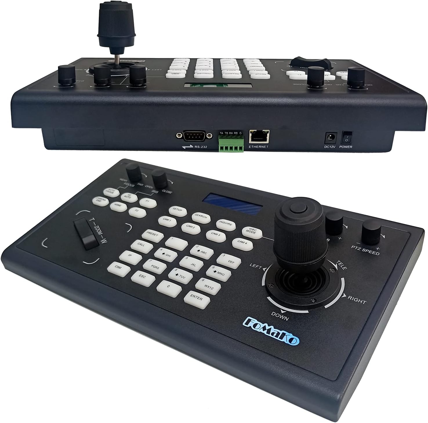FoMaKo Conference Camera PTZ Controller RS232 RS485, 3D IP PTZ Camera Keyboard Controller with Joystick Controller for Broadcast and Professional Video conferencing HDMI NDI Camera (FMK-KC-608)