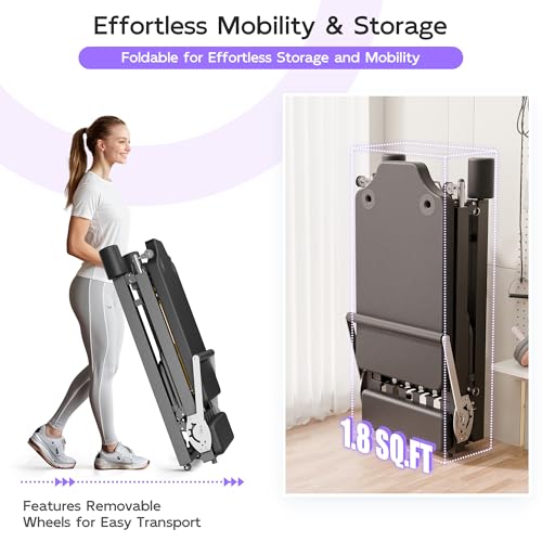 MU Pilates Reformer, Foldable Reformer Pilates Machine & Equipment for Home Use and Gym Workout, Suitable for Advanced and Beginners Users, Up to 400 lbs Weight Capacity, Black