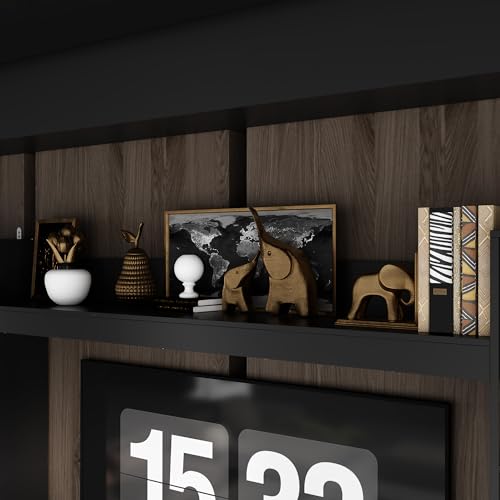 Homsee 4-in-1 Wall Unit TV Stand with Bookshelves for TVs up to 65", Modern Entertainment Center Media Console Table with storage & Cord Management, Black