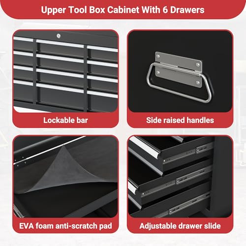 Tool Chest,5-Drawer Rolling Tool Storage Cabinet with Enhanced Packaging, Detachable Top Tool Box, Metal Tool Cart for Garage Workshop,Black, ATC001BK
