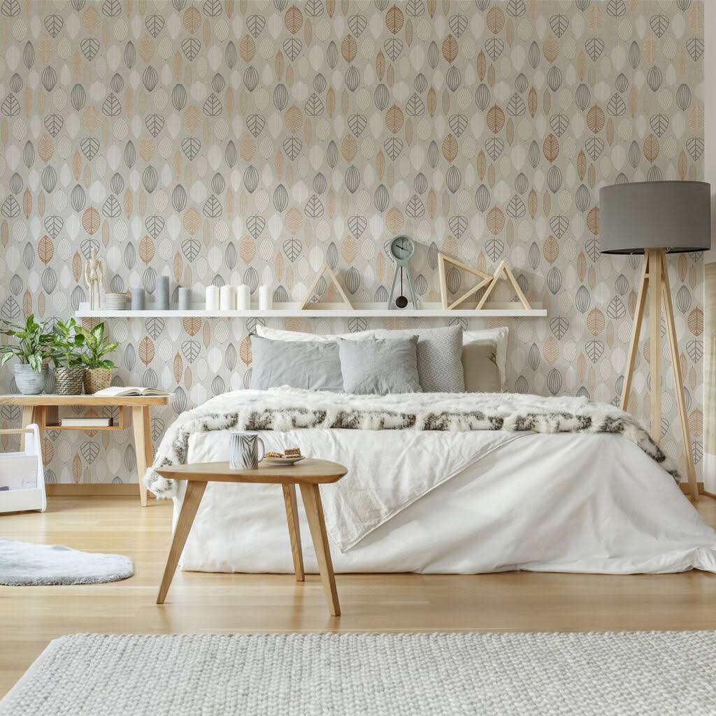 Graham u0026 Brown Highland Scandi Leaf Wallpaper, Copper