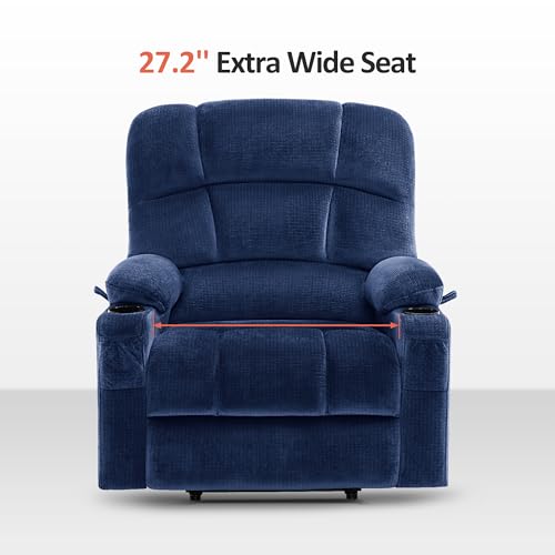 MCombo Large Dual Motor Power Lift Recliner Chair for Elderly, Massage and Heat, Lay Flat, Zero Gravity, Home Button, USB Port, Fabric 7680 (Large, Beige)