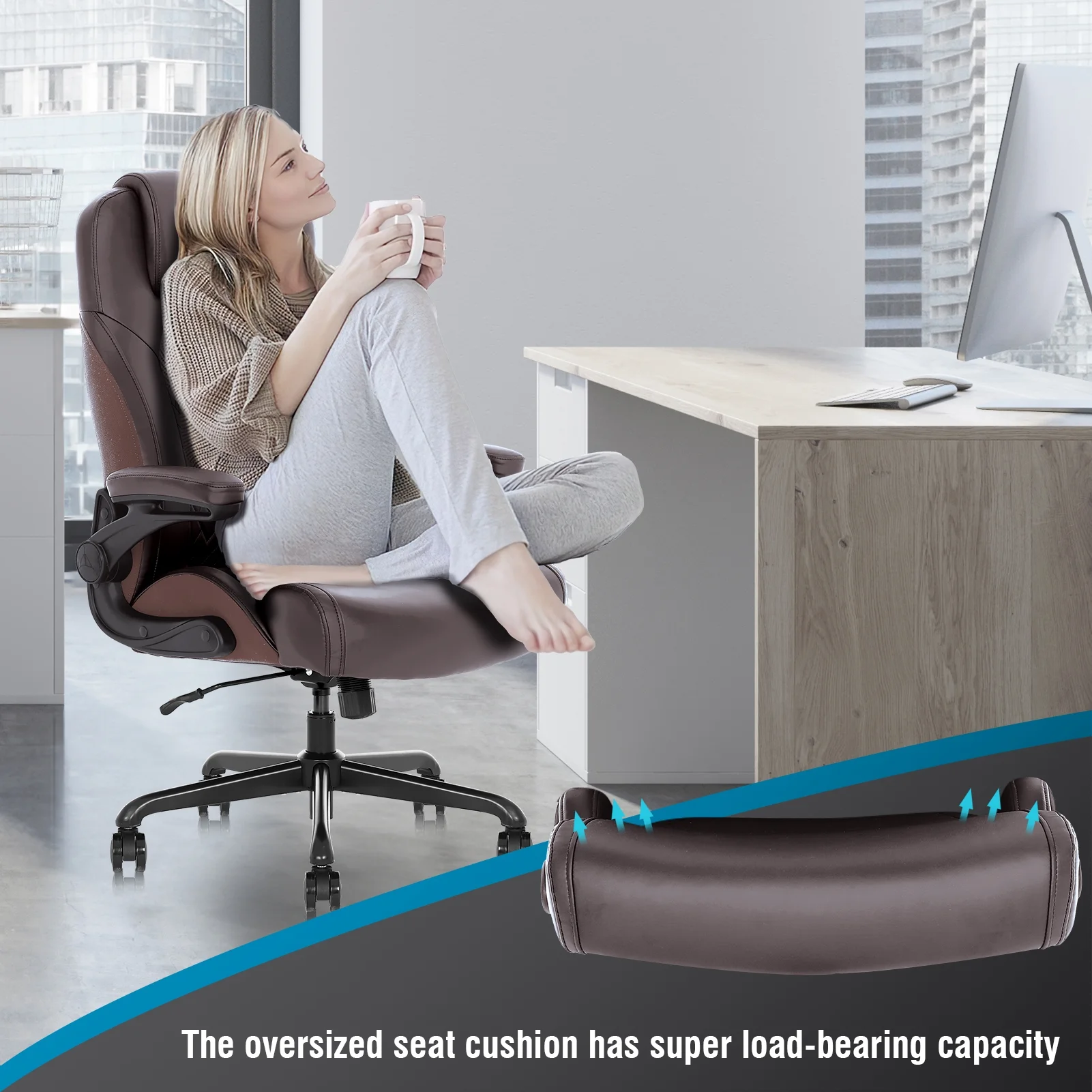 Executive Ergonomic Office Chair - Big and Tall Office Chair for Heavy People,Brown