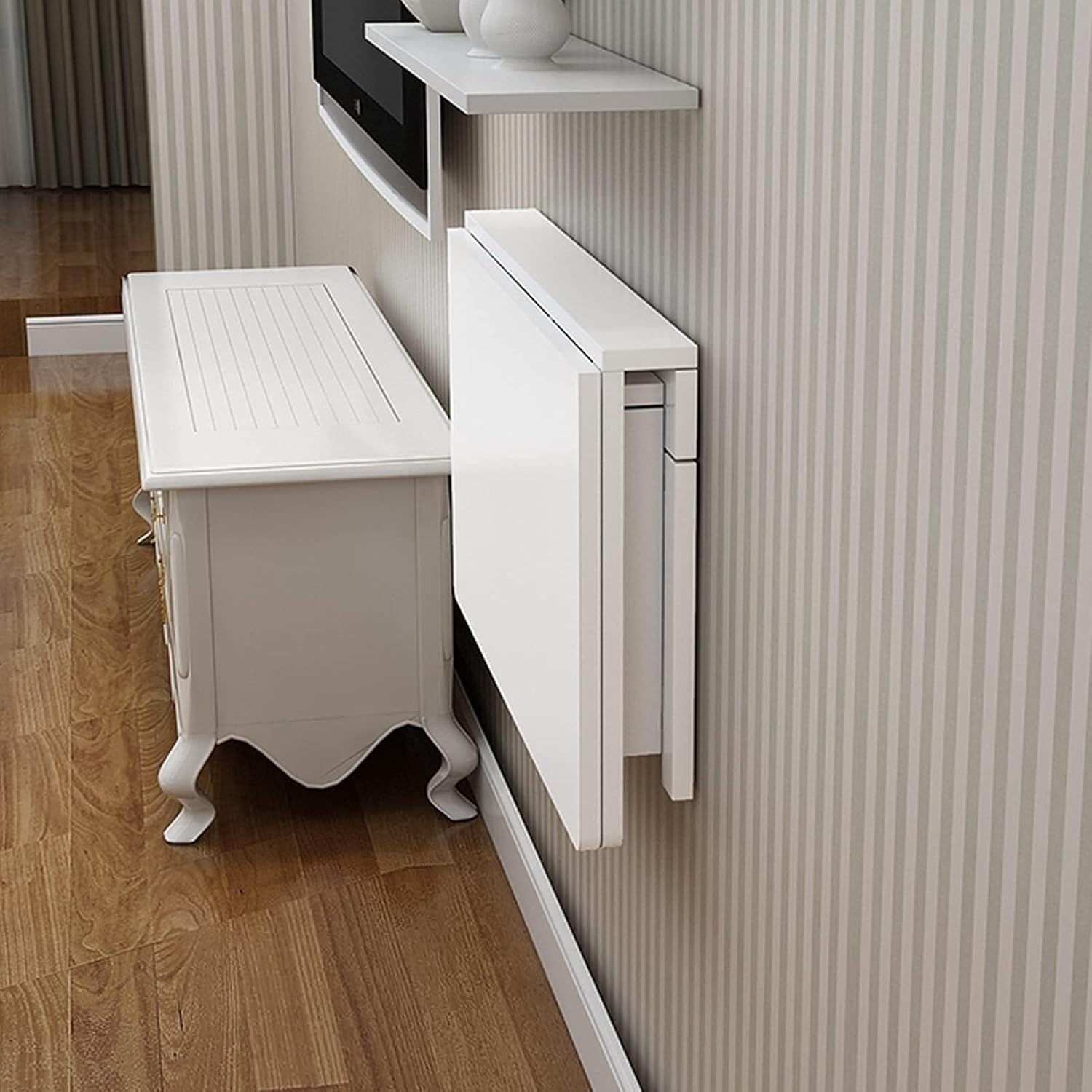 Wall-Mounted Table Wall Mounted Table Kitchen, Folding Drop Leaf Dining Table Corner Computer Desk for Small Spaces Laptop Desk Bedside Gaming Workstation, 120 * 40 cm