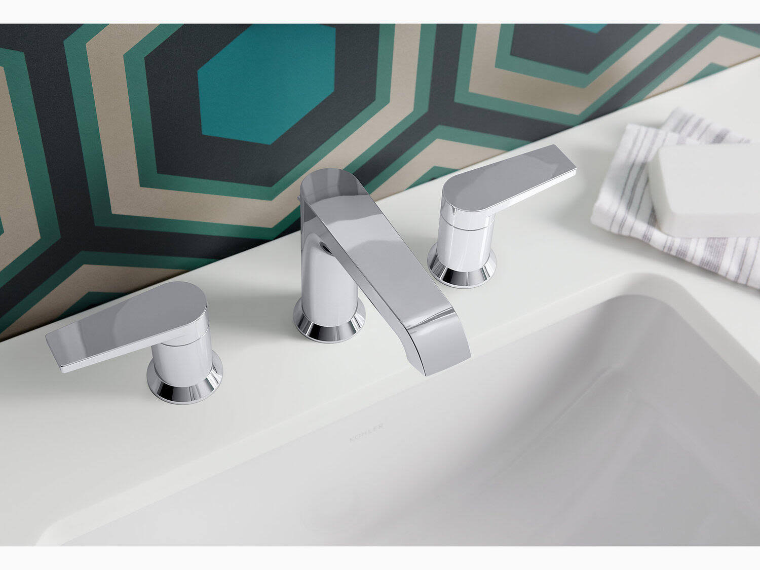 Kohler K-97093-4 Hint Widespread Bathroom Sink Faucet Vibrant Brushed Nickel